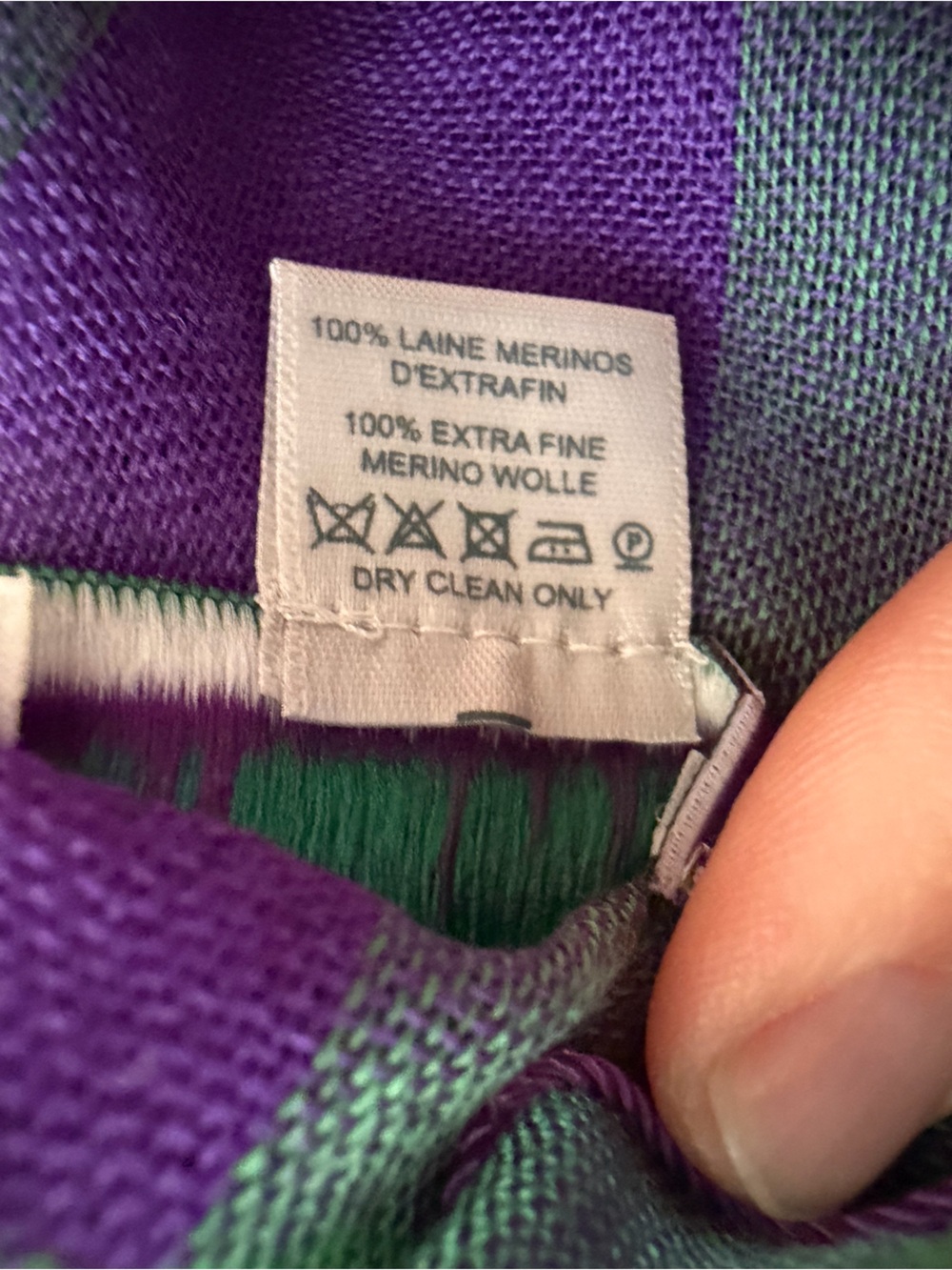Wimbledon Merino Wool Plaid Scarf Made in Scotland Purple Green NWOT - Picture 3 of 3